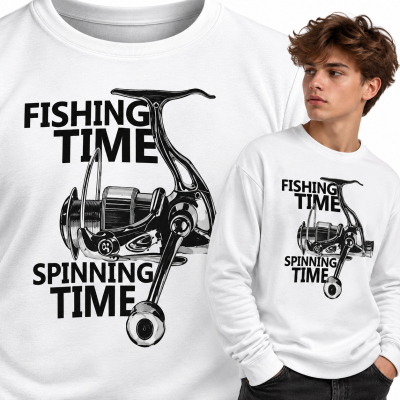 BLUZA DLA WĘDKARZA FISHING TIME CZARNY NAPIS